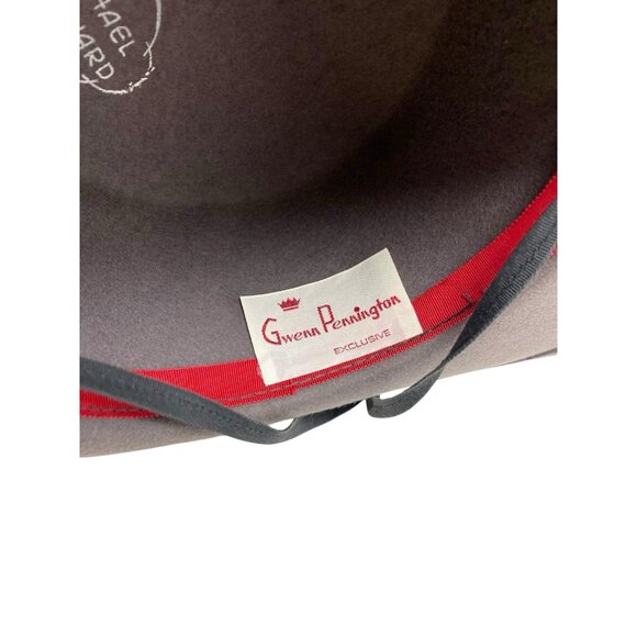 VTG Gwenn Pennington Michael Howard 100% Wool Gray Hat Fancy Chin Strap‎ Winter